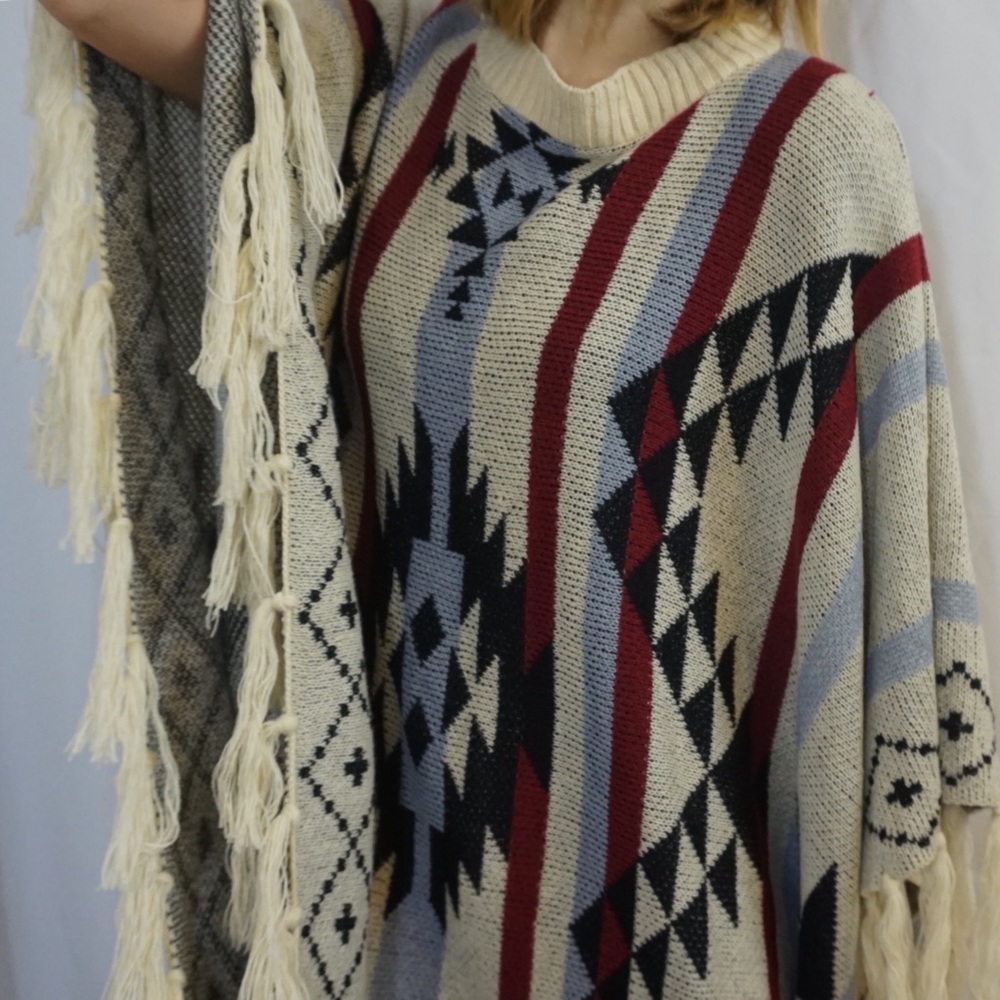 Aztec Tribal Print Women’s Sweater Poncho Dress